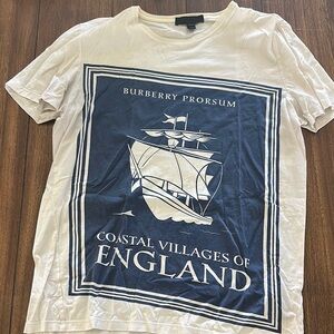 White and Blue Graphic T-Shirt